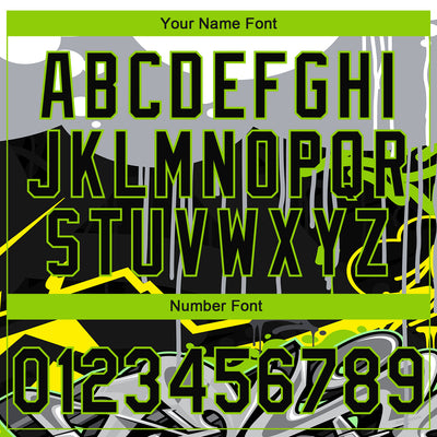 Custom Stitched Black Gray Neon Green Yellow-White 3D Graffiti Splash Street Art Sports Pullover Sweatshirt Hoodie