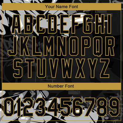 Custom Stitched Black Gray Old Gold-White 3D Graffiti Splash Street Art Sports Pullover Sweatshirt Hoodie