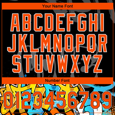 Custom Stitched Black Orange Gray-White 3D Graffiti Splash Street Art Sports Pullover Sweatshirt Hoodie