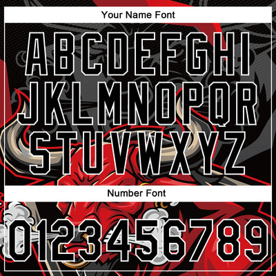 Custom Stitched Black Gray Red-White 3D Pattern Design Animal Bull Sports Pullover Sweatshirt Hoodie