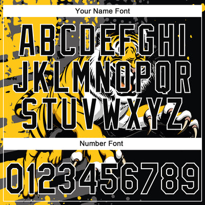 Custom Stitched Black Yellow Gray-White 3D Pattern Design Animal Tiger Sports Pullover Sweatshirt Hoodie