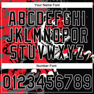 Custom Stitched Black Red Gray-White 3D Pattern Design Animal Tiger Sports Pullover Sweatshirt Hoodie