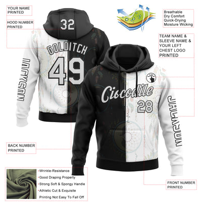 Custom White Black 3D Pattern Design Dreamcatcher Tribal Sportswear Pullover Sweatshirt Hoodie