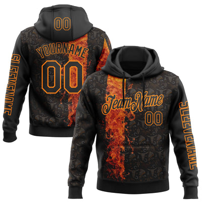 Custom Black Bay Orange 3D Pattern Design Ethnic Tribal Sportswear Pullover Sweatshirt Hoodie