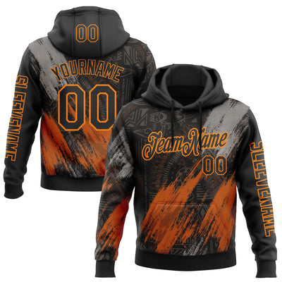 Custom Black Bay Orange-Gray 3D Pattern Design Ethnic Tribal Sportswear Pullover Sweatshirt Hoodie