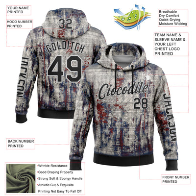Custom Gray Black-White 3D Pattern Design Ethnic Tribal Sportswear Pullover Sweatshirt Hoodie