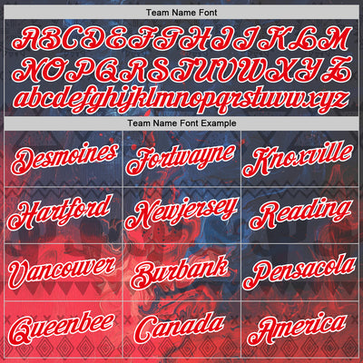 Custom Navy Fire Red-White 3D Pattern Design Ethnic Tribal Sportswear Pullover Sweatshirt Hoodie