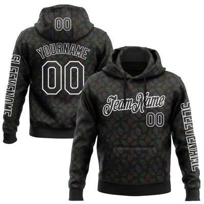 Custom Black White 3D Pattern Design Ethnic Tribal Sportswear Pullover Sweatshirt Hoodie