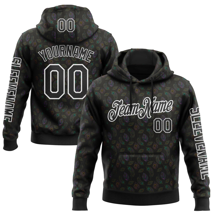 Custom Black White 3D Pattern Design Ethnic Tribal Sportswear Pullover Sweatshirt Hoodie