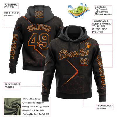 Custom Black Bay Orange 3D Pattern Design Ethnic Tribal Sportswear Pullover Sweatshirt Hoodie