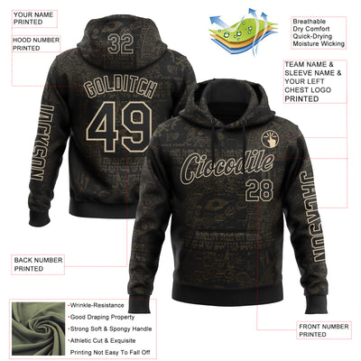Custom Black City Cream 3D Pattern Design Ethnic Tribal Sportswear Pullover Sweatshirt Hoodie
