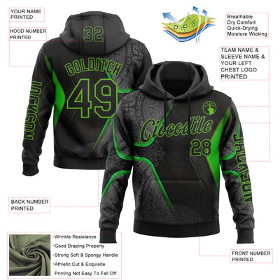 Custom Black Aurora Green 3D Pattern Design Ethnic Tribal Sportswear Pullover Sweatshirt Hoodie