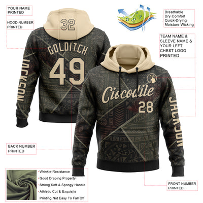 Custom Black City Cream 3D Pattern Design Ethnic Tribal Sportswear Pullover Sweatshirt Hoodie