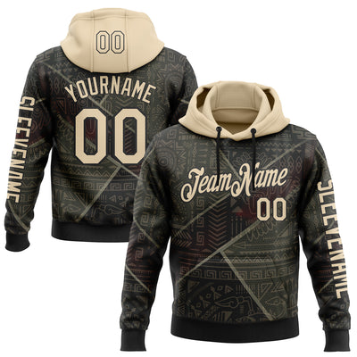 Custom Black City Cream 3D Pattern Design Ethnic Tribal Sportswear Pullover Sweatshirt Hoodie