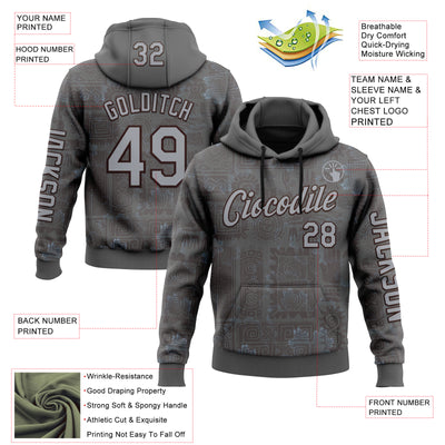 Custom Gray Brown 3D Pattern Design Ethnic Tribal Sportswear Pullover Sweatshirt Hoodie