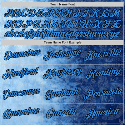 Custom Blue Powder Blue-Black 3D Pattern Design Gradient Ethnic Tribal Sportswear Pullover Sweatshirt Hoodie