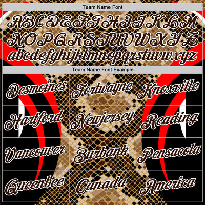 Custom Stitched Old Gold Brown Black Red-White 3D Pattern Design Snake Skin Print Sportswear Pullover Sweatshirt Hoodie