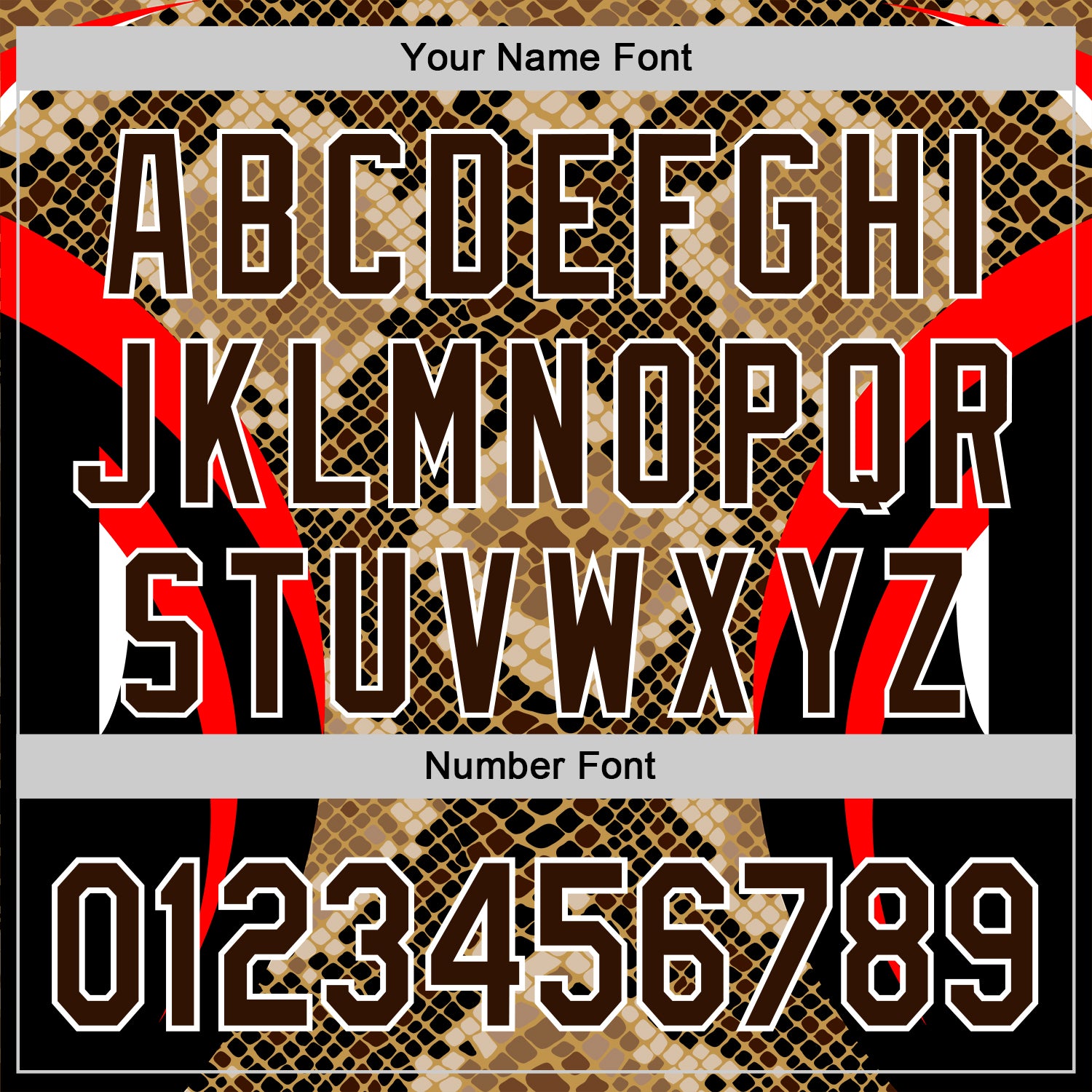 Custom Stitched Old Gold Brown Black Red-White 3D Pattern Design Snake Skin Print Sportswear Pullover Sweatshirt Hoodie