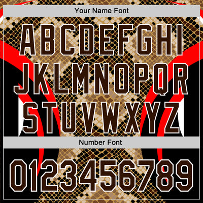 Custom Stitched Old Gold Brown Black Red-White 3D Pattern Design Snake Skin Print Sportswear Pullover Sweatshirt Hoodie