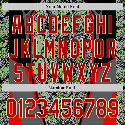 Custom Stitched Gray Red Green Black-Cream 3D Pattern Design Snake Skin Print Sportswear Pullover Sweatshirt Hoodie