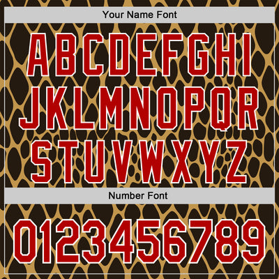 Custom Stitched Old Gold Red Brown-White 3D Pattern Design Snake Skin Print Sportswear Pullover Sweatshirt Hoodie