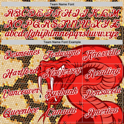Custom Stitched Old Gold Red Black-White 3D Pattern Design Snake Skin Print Sportswear Pullover Sweatshirt Hoodie
