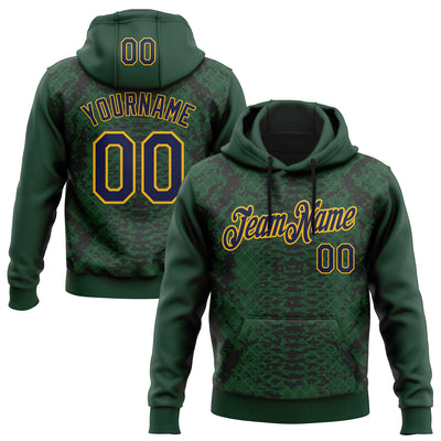 Custom Stitched Green Navy Black-Gold 3D Pattern Design Snake Skin Print Sportswear Pullover Sweatshirt Hoodie