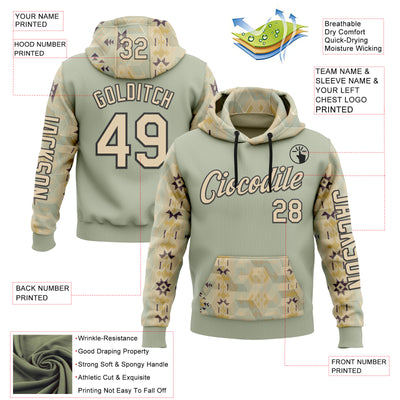Custom Green City Cream-Black 3D Pattern Design Western Cowboy Tribal Ethnic Sports Pullover Sweatshirt Hoodie