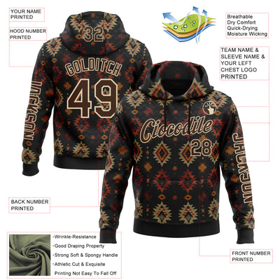 Custom Black Brown-City Cream 3D Pattern Design Western Cowboy Tribal Ethnic Sports Pullover Sweatshirt Hoodie