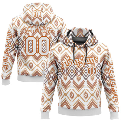 Custom White Texas Orange-Black 3D Pattern Design Western Cowboy Tribal Ethnic Sports Pullover Sweatshirt Hoodie