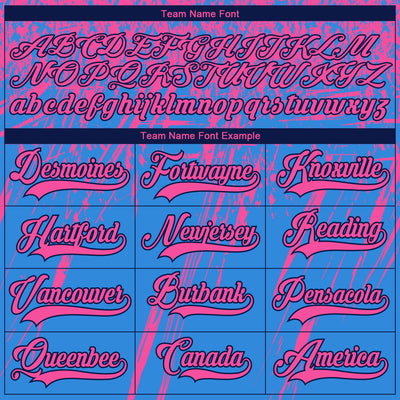 Custom Powder Blue Pink Navy-White 3D Splash Hockey Lace Neck Jersey