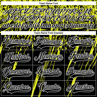 Custom Black Neon Yellow-White 3D Splash Hockey Lace Neck Jersey