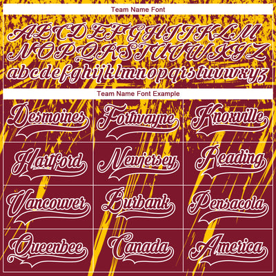 Custom Crimson Yellow-White 3D Splash Hockey Lace Neck Jersey