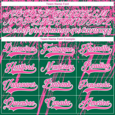 Custom Kelly Green Pink-White 3D Splash Hockey Lace Neck Jersey