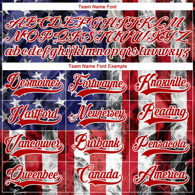 Custom Red Royal-White 3D American Flag Hockey Lace Neck Jersey
