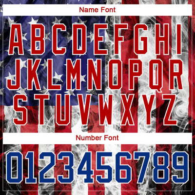 Custom Red Royal-White 3D American Flag Hockey Lace Neck Jersey