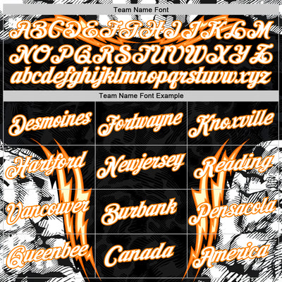 Custom Black White-Bay Orange 3D Abstract Flame Sports Pullover Sweatshirt Hoodie