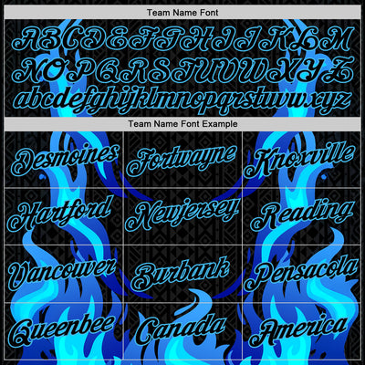 Custom Black Sky Blue 3D Abstract Flame Sports Pullover Sweatshirt Hoodie