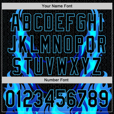 Custom Black Sky Blue 3D Abstract Flame Sports Pullover Sweatshirt Hoodie