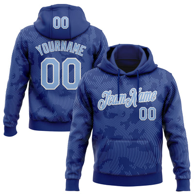 Custom Stitched Royal Light Blue-White Curve Lines Sports Pullover Sweatshirt Hoodie