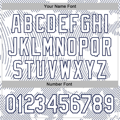 Custom Stitched White Navy Curve Lines Sports Pullover Sweatshirt Hoodie