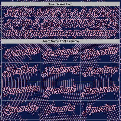 Custom Stitched Navy Medium Pink Curve Lines Sports Pullover Sweatshirt Hoodie