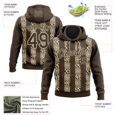 Custom Stitched Brown Cream Abstract Shape Pattern Sports Pullover Sweatshirt Hoodie
