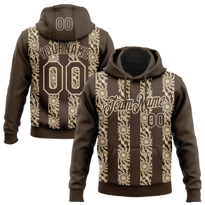 Custom Stitched Brown Cream Abstract Shape Pattern Sports Pullover Sweatshirt Hoodie