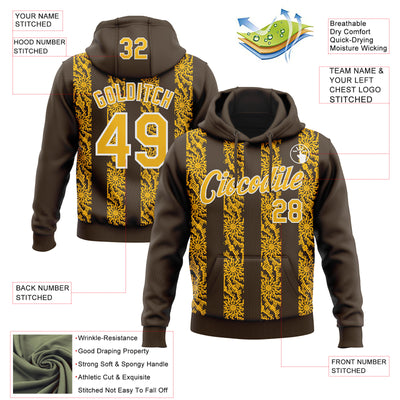 Custom Stitched Brown Gold-White Abstract Shape Pattern Sports Pullover Sweatshirt Hoodie