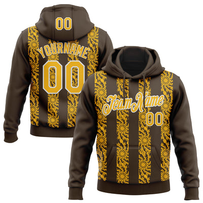 Custom Stitched Brown Gold-White Abstract Shape Pattern Sports Pullover Sweatshirt Hoodie