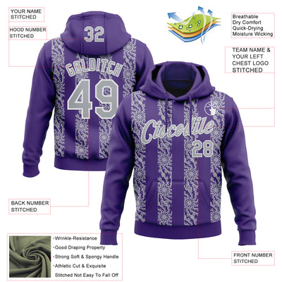 Custom Stitched Purple Gray-White Abstract Shape Pattern Sports Pullover Sweatshirt Hoodie
