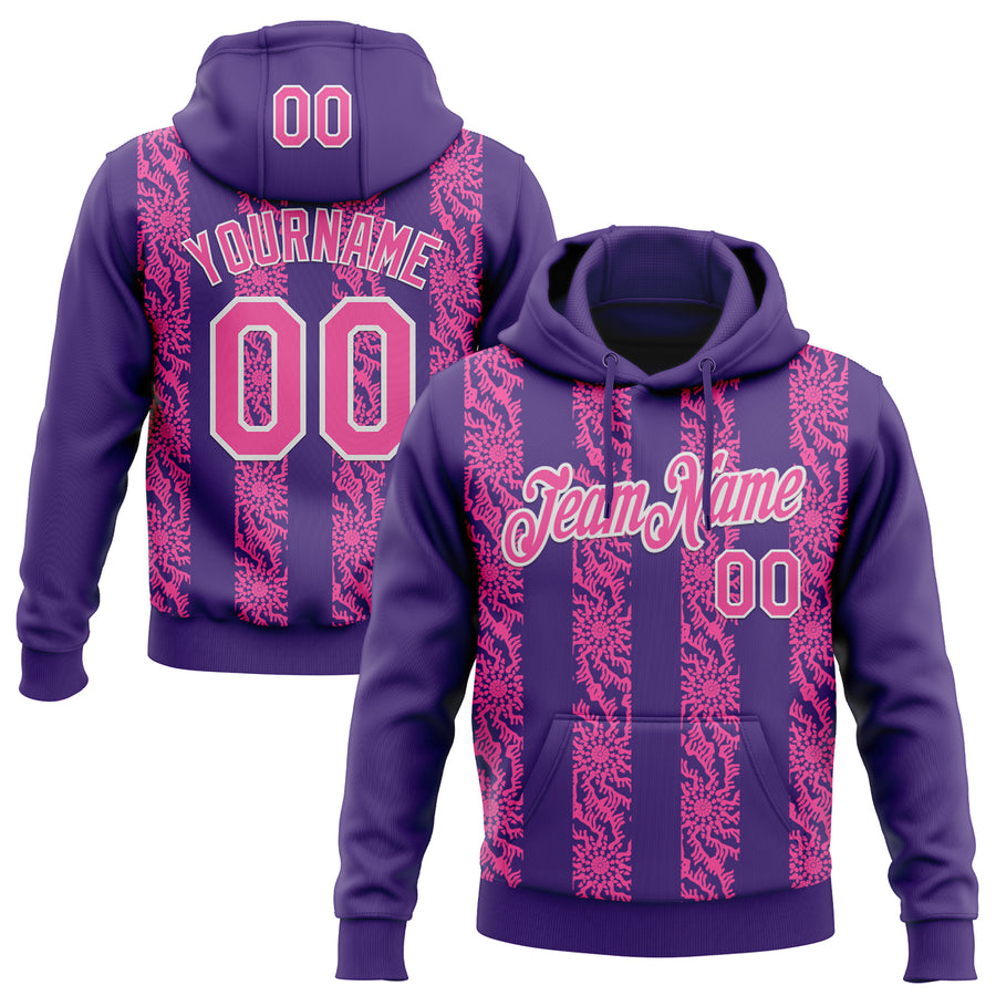 Custom Stitched Purple Pink-White Abstract Shape Pattern Sports Pullover Sweatshirt Hoodie