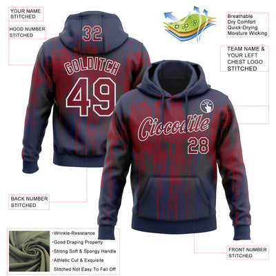 Custom Stitched Navy Crimson-White Dripping Splatter Sports Pullover Sweatshirt Hoodie
