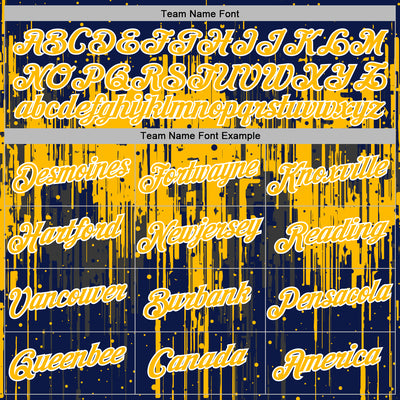Custom Stitched Navy Gold-White Dripping Splatter Sports Pullover Sweatshirt Hoodie